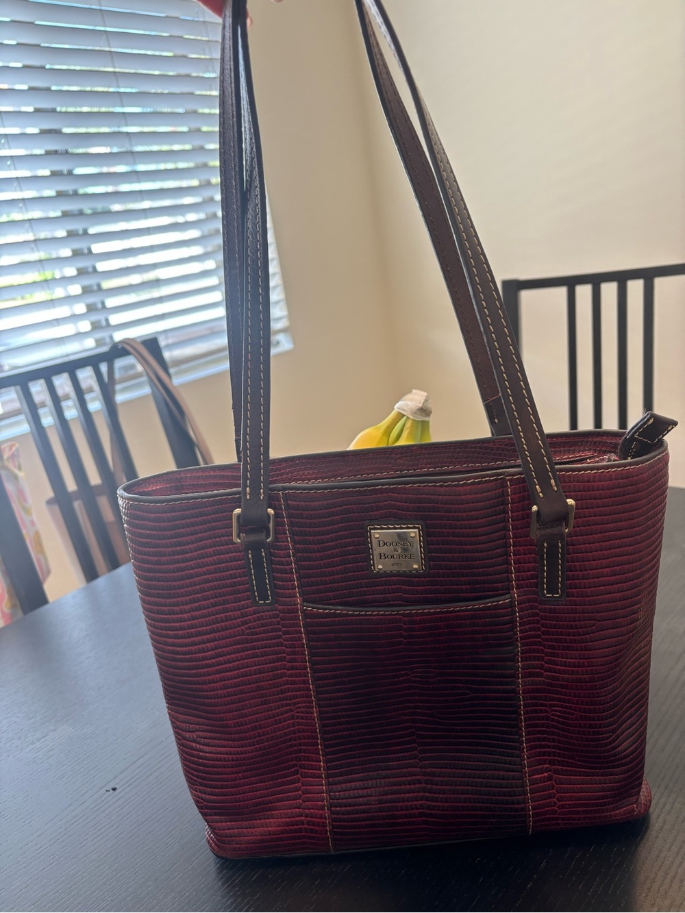 Dooney & Bourke Burgundy Ribbed Shoulder Tote